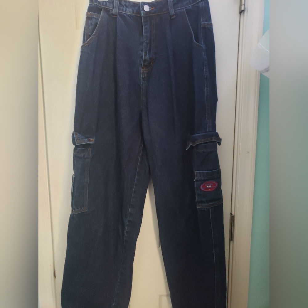 Dark wash streetwear Small Cargo jeans
